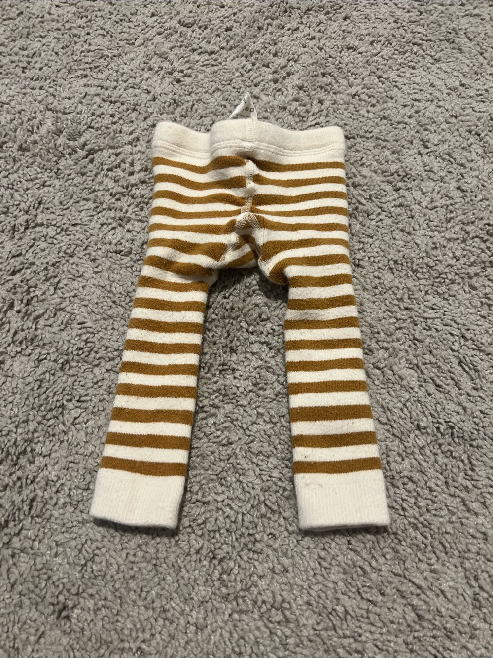 Kate Quinn Striped Knit Baby Leggings in Cream and Mustard